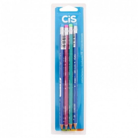 Kit Lápis De Escrever HB Fantasia 4 Peças CIS No Atacado