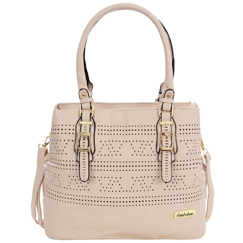 Bolsa Feminina Ombro Perfurada Com Detalhes Metálicos