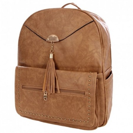 Mochila Feminina Alto Relevo Com Tachas E Tassel