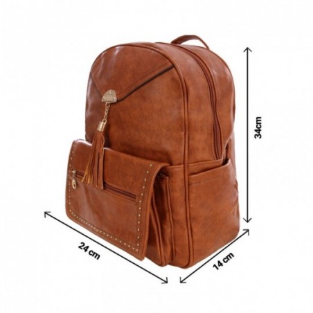 Mochila Feminina Alto Relevo Com Tachas E Tassel