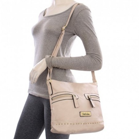 Bolsa Feminina Versátil Em Alto Relevo Cravejada Tachas