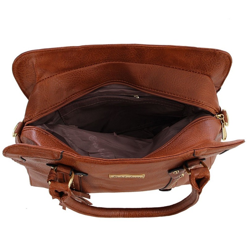 Bolsa Feminina Ombro Média Tachas Cravejadas E Tassel