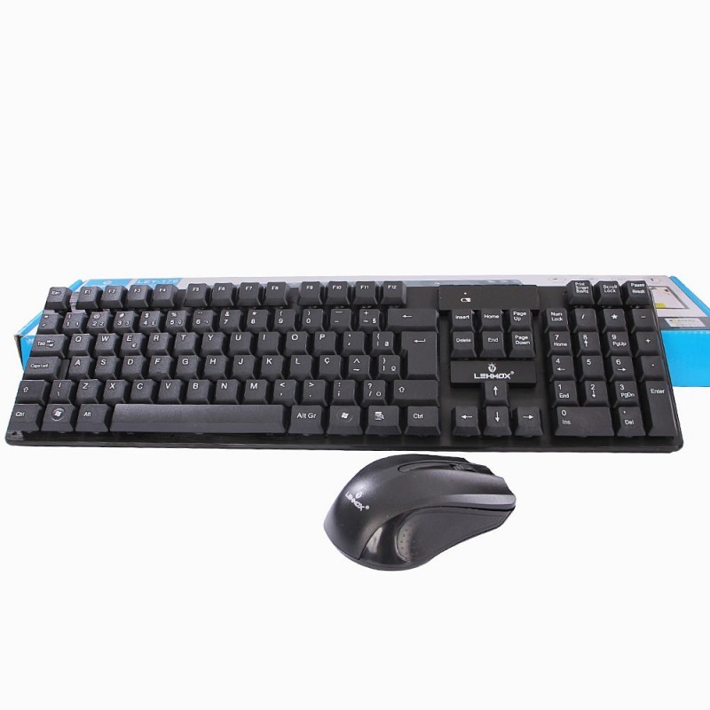 kit Teclado/Mouse S/Fio Wireless Preto À Pilha Lehmox Ley-176