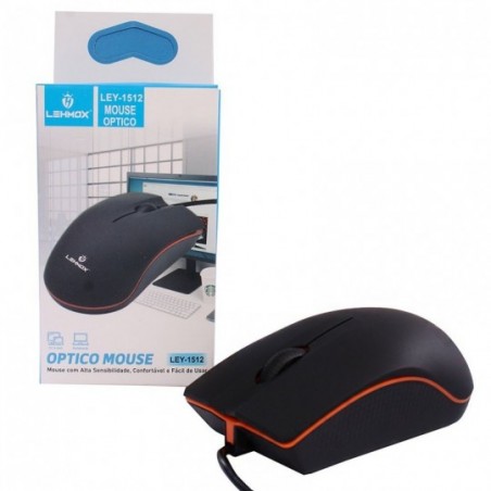Óptico Lehmox Ergonômico Mouse Com Cabo 1000dpi LEY-1512