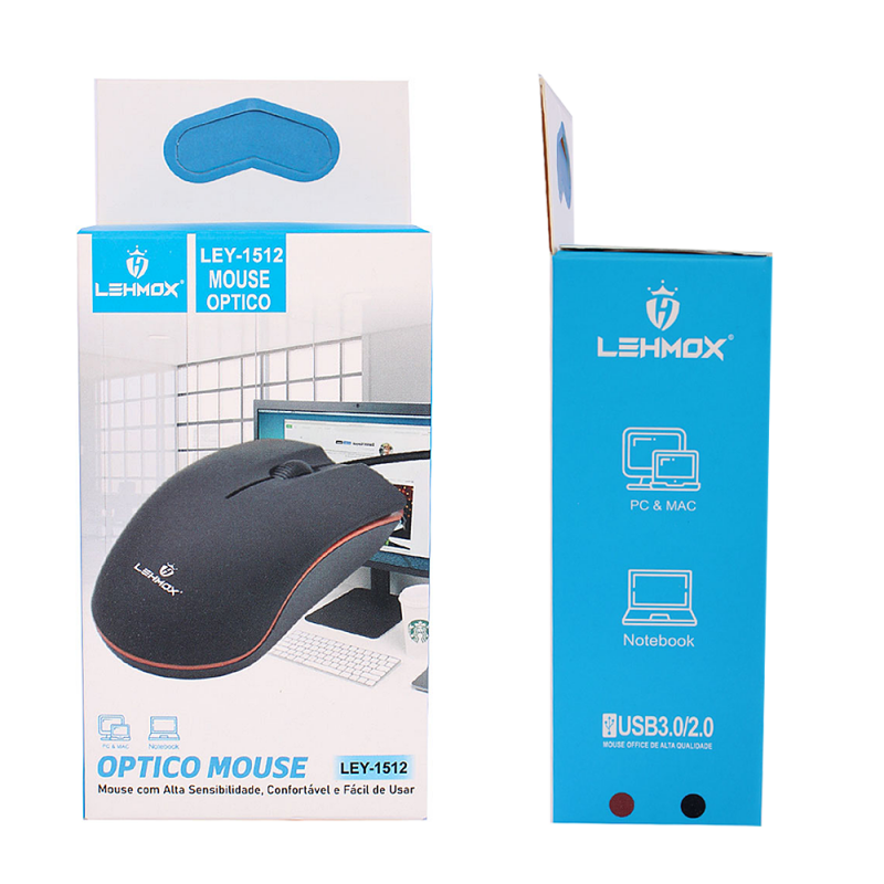 Óptico Lehmox Ergonômico Mouse Com Cabo 1000dpi LEY-1512