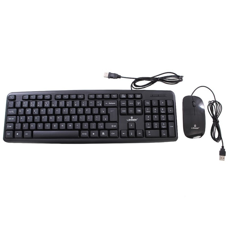 Kit Teclado + Mouse Ergonômico USB 2.0/1.1 Com Fio Lehmox