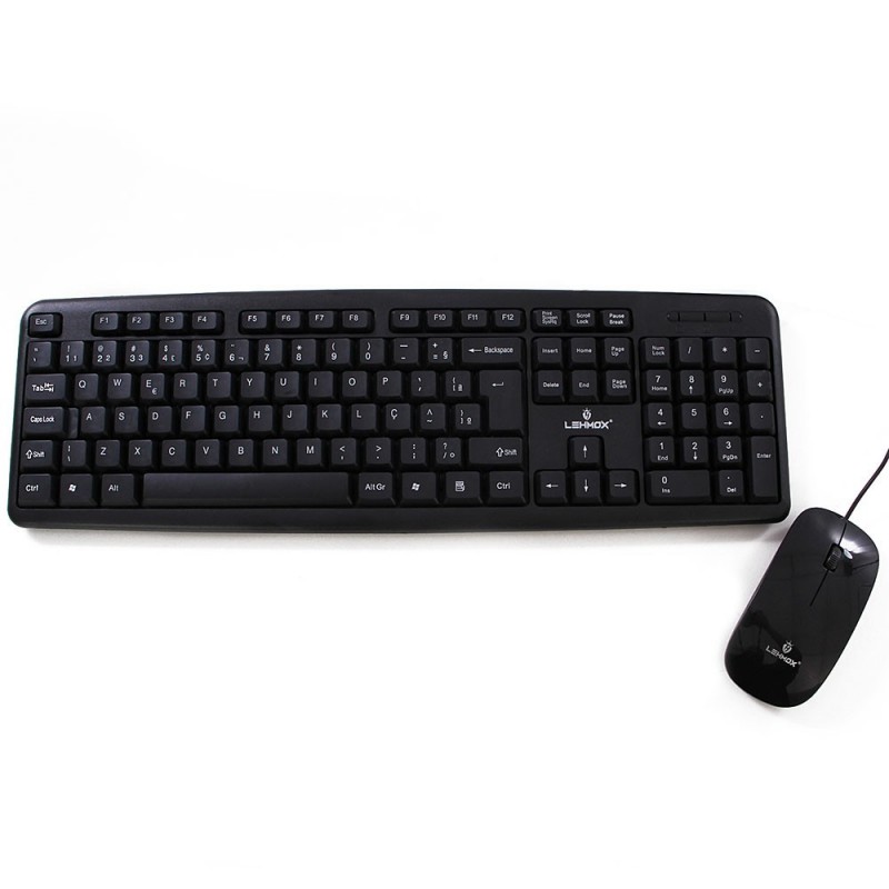 Kit Teclado + Mouse Ergonômico USB 2.0/1.1 Com Fio Lehmox