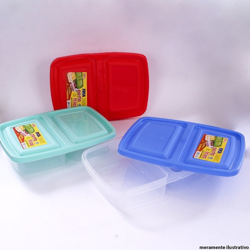 Porta Frios Duplo Retangular Tampa 1250ml ErcaPlast Atacado