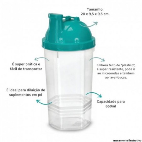 Shakeira Plástica C/ Tampa 650 Ml ErcaPlast No Atacado