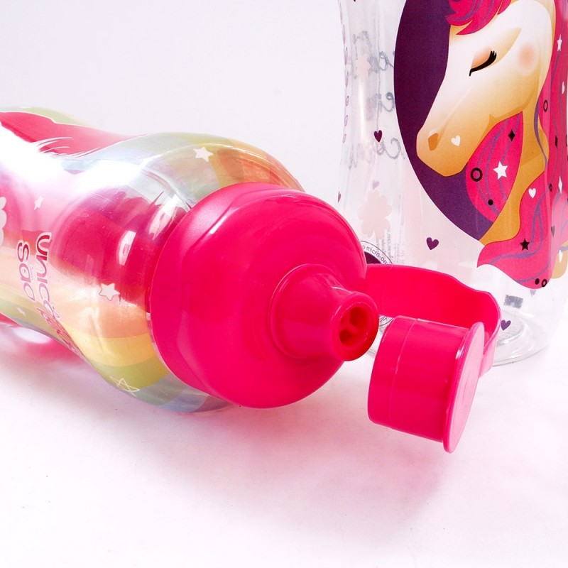 550 Ml C/ Tubo De Gelo Squeeze Infantil Unicórnio Plasduran