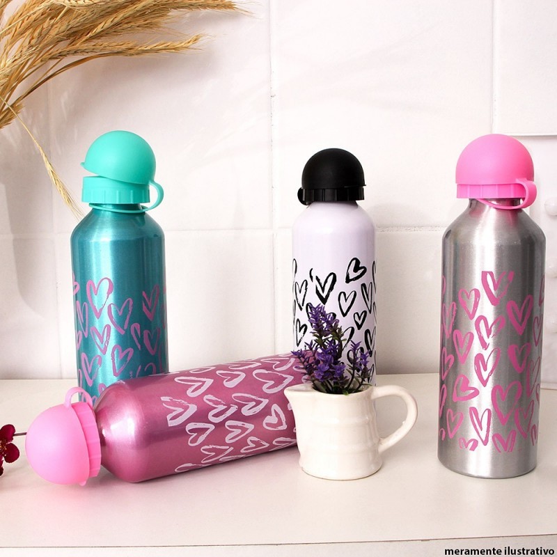 Garrafa Squeeze Feminina Alumínio Tampa E Bico 500Ml Wellmix
