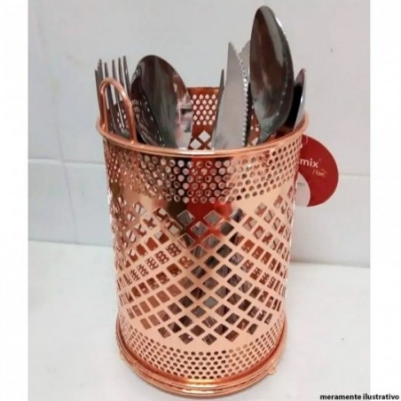 Porta Talheres Escorredor Metalizado Rose Gold 11 Cm Wellmix