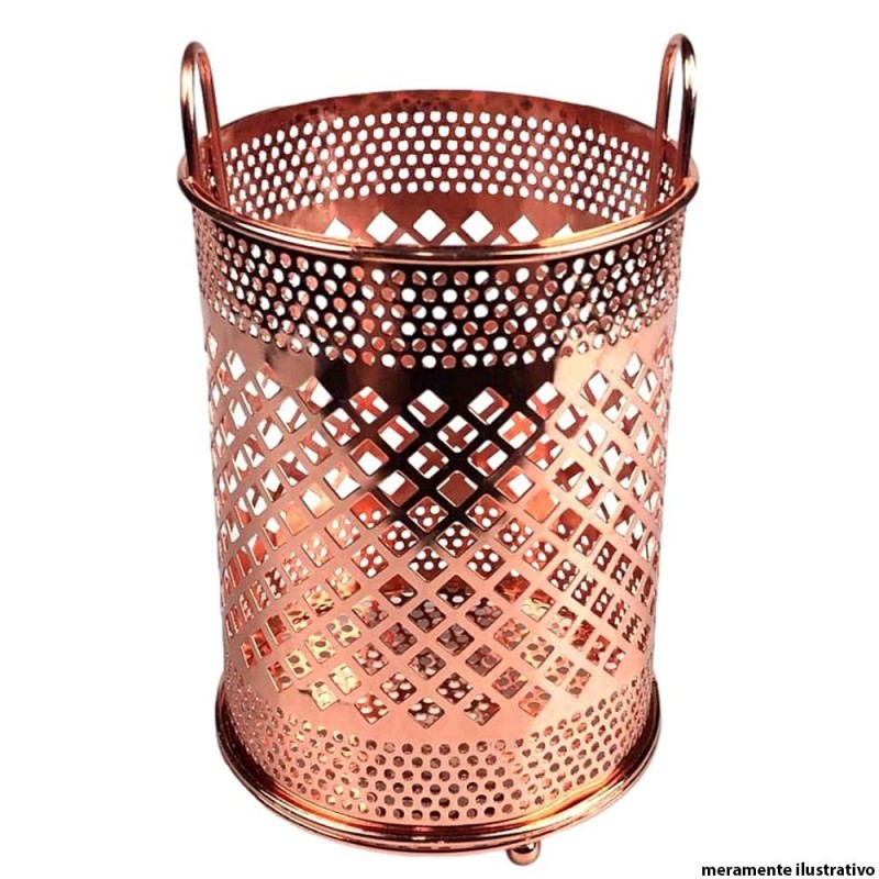 Porta Talheres Escorredor Metalizado Rose Gold 11 Cm Wellmix