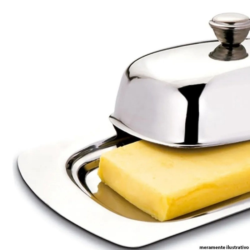 Manteigueira Com Tampa Aço Inox Atacado Wellmix