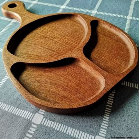 Petisqueira Bandeja MDF Com 3 Divisórias 34 cm x 24 cm