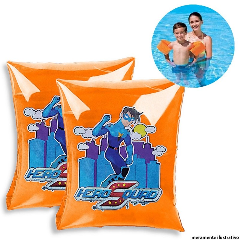 2 Peças Boia Braço Infantil Meninos Hero Squard Cm Wellmix