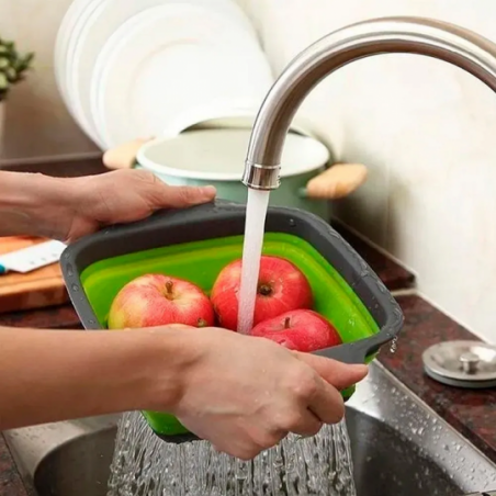 Escorredor Alimentos Silicone Retrátil Com Alça Wellmix