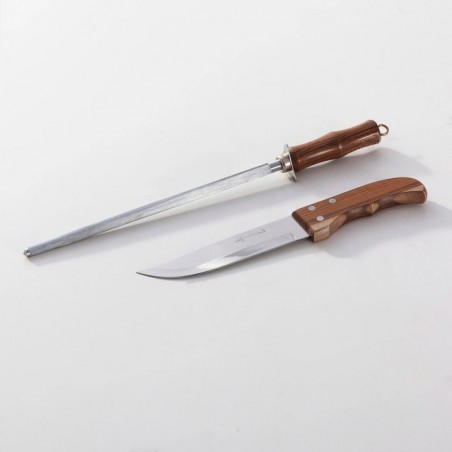 Kit Facas De Cozinha 4 Peças Com Chaira Em Aço Inox