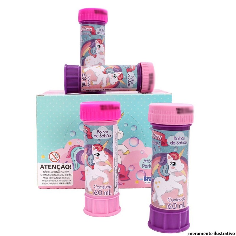 12 Peças Kit Bolhas De Sabão Unicórnio Bubbles 60 Ml