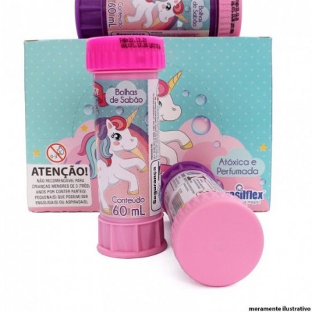 12 Peças Kit Bolhas De Sabão Unicórnio Bubbles 60 Ml