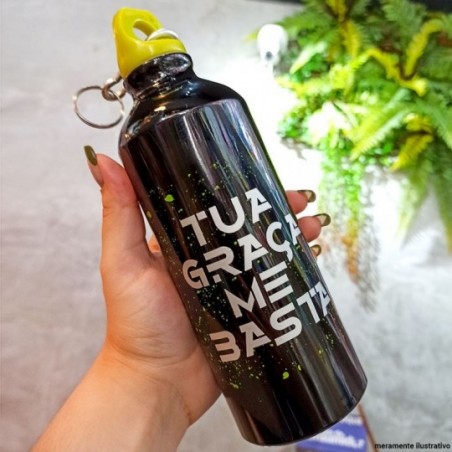 Garrafa Squeeze Alumínio Tua Graça Me Basta 500 Ml Wellmix