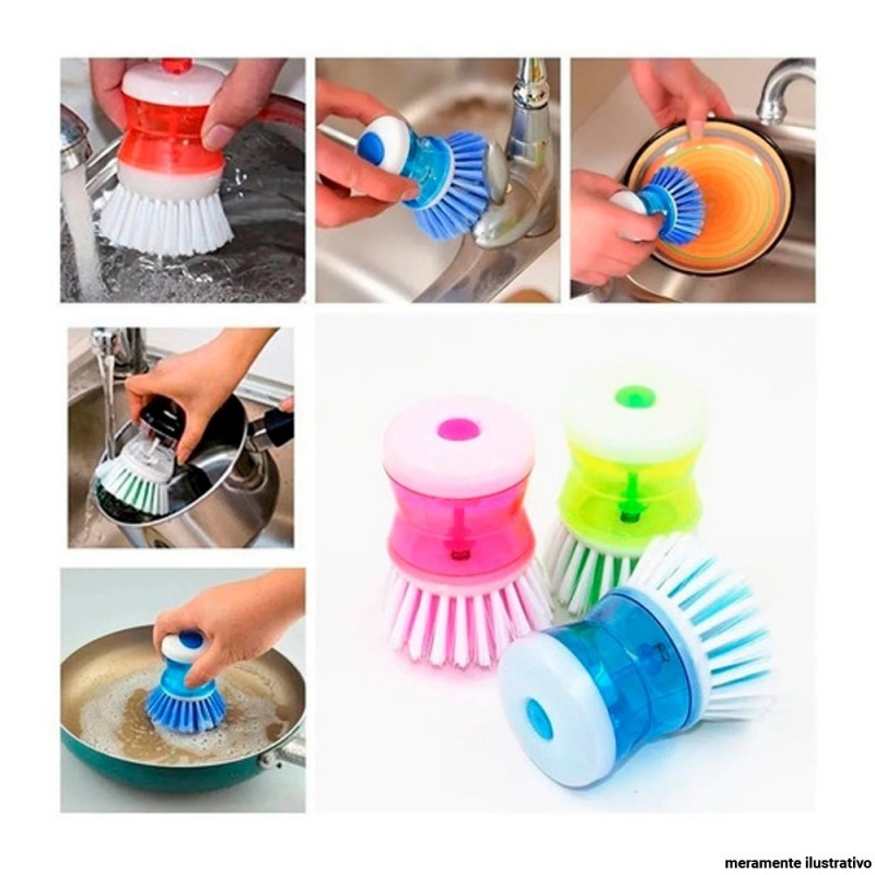 Escova Limpeza Geral Porta Detergente Dispenser Well Clean
