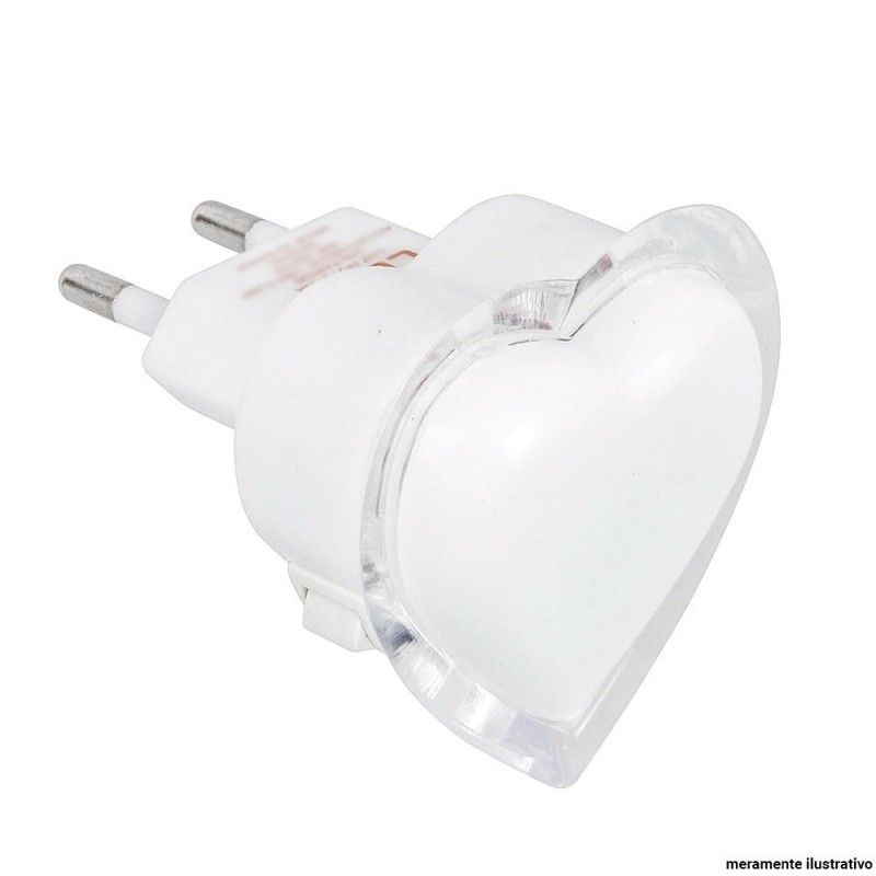 Abajur Tomada Iluminaria Mini Formato Coração Bilvolt 5 cm