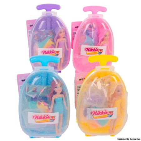 Boneca Nikkie Infantil C/ Mala Acessórios Well Kids Atacado