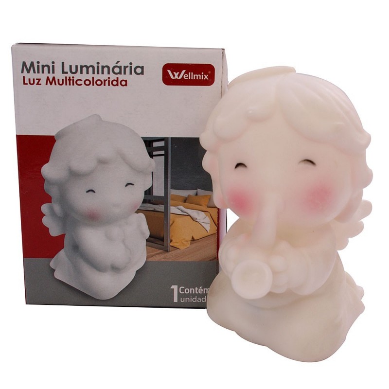 Mini Luminária De Anjinho Com Luz Multicolorida