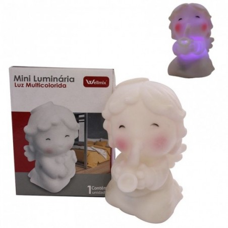 Mini Luminária De Anjinho Com Luz Multicolorida