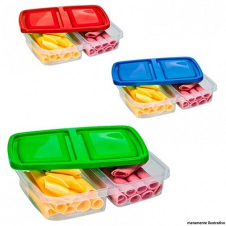 Porta Frios Duplo Retangular Com Tampa 1250ml