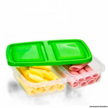 Porta Frios Duplo Retangular Com Tampa 1250ml