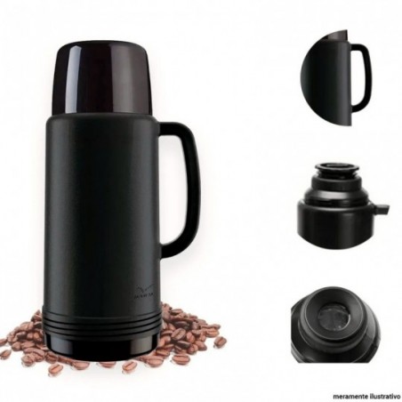 Garrafa Térmica Ideal Preto 1L Invicta Chá Café