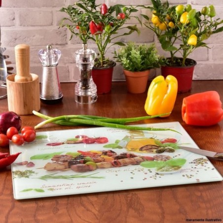 Tábua De Corte Vidro Frutas Legumes 35 cm x 25 cm
