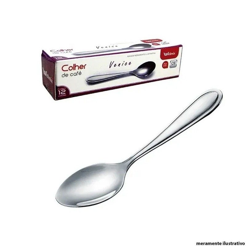 Conjunto Colher Café Venice 12 Peças Aço inox Wellmix