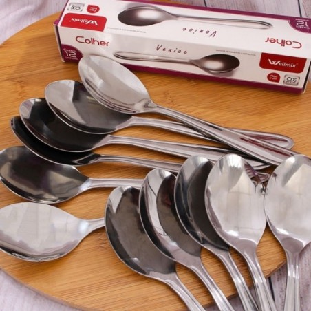 12 Peças Aço Inox Colher De Mesa Venice Wellmix No Atacado