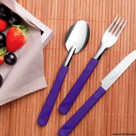 Conjunto Colher De Mesa Roxa 3 Peças Taumer