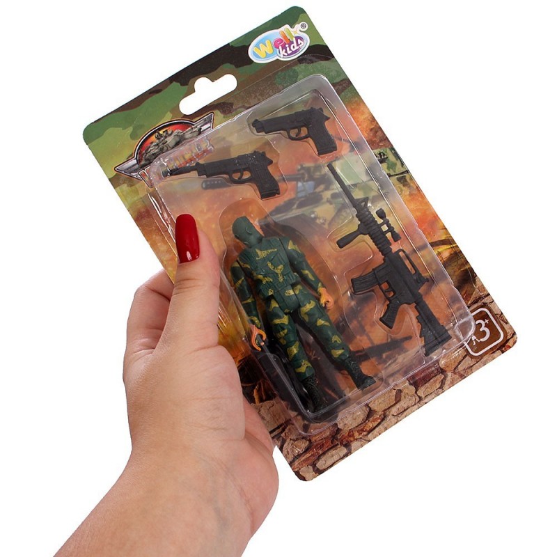 Boneco Militar Infantil W-Force C/ Acessórios Well Kids