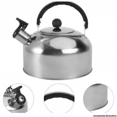 Chaleira Inox Colorida Com Apito 2 Litros Alça De Mão 20 Cm