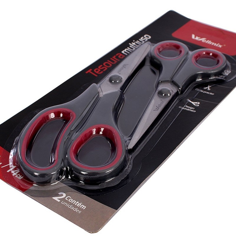 Kit 2 Tesouras Multiuso Ergonômico 10cm e 14 cm Wellmix