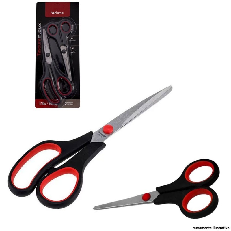 Kit 2 Tesouras Multiuso Ergonômico 10cm e 14 cm Wellmix