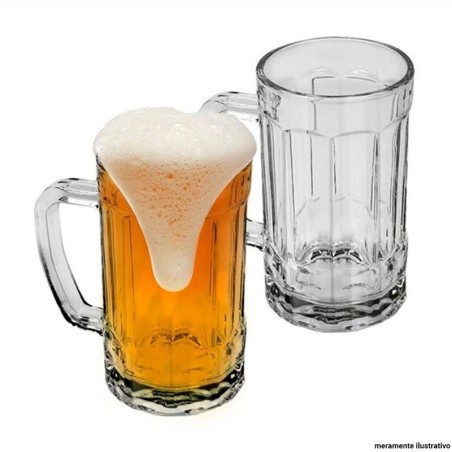 Caneca De Vidro Para Chopp Em Alto Relevo 400ml