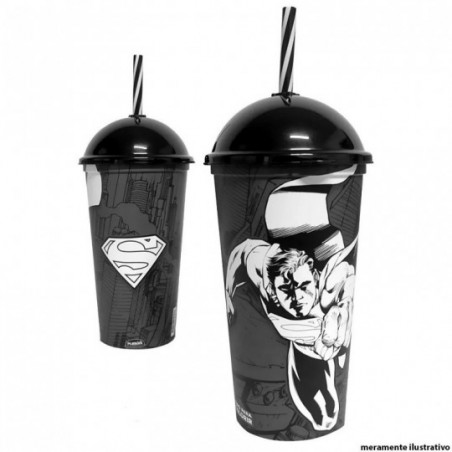 Copo Shake Heróis Superman 500ml C/ Tampa Canudo Plasútil