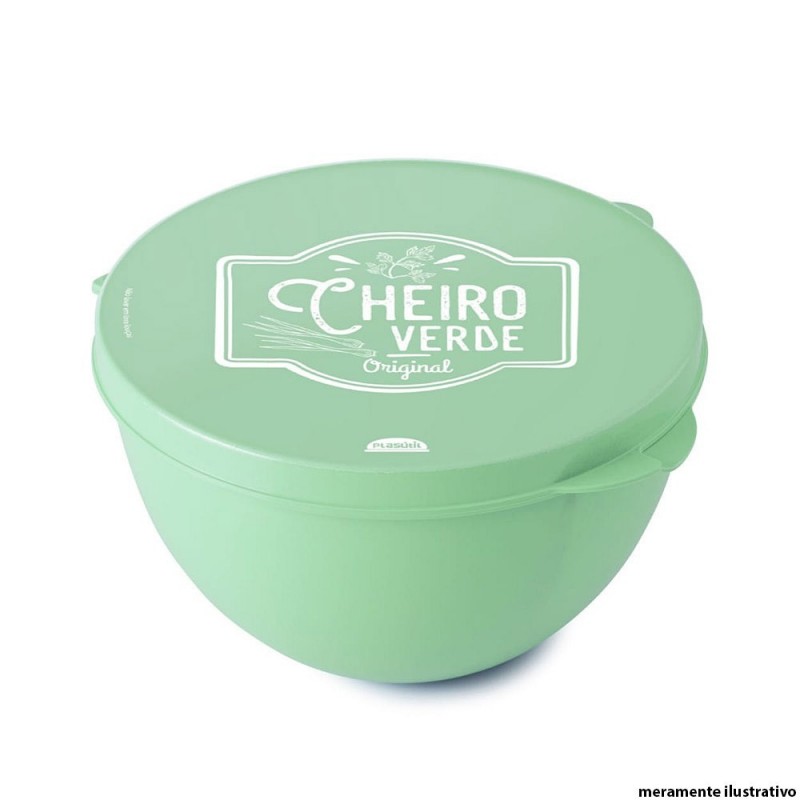 Pote Porta Tempero Cheiro Verde C/ Tampa 250ml Plasútil 