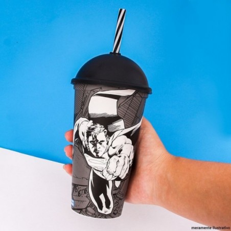 Copo Shake Heróis Superman 500ml C/ Tampa Canudo Plasútil
