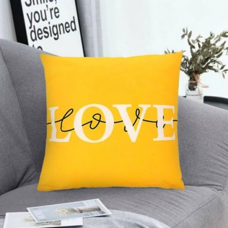 Kit Duas Capa De Almofada Love Cor Amarela 43 cm