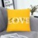 Kit Duas Capa De Almofada Love Cor Amarela 43 cm
