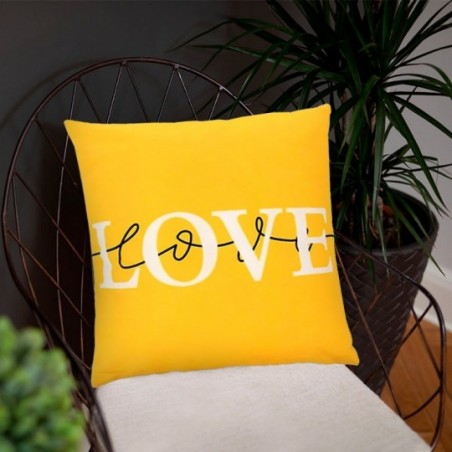 Kit Duas Capa De Almofada Love Cor Amarela 43 cm