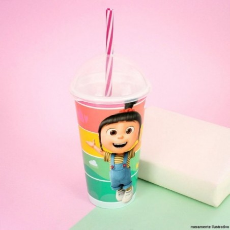 Copo Shake Infantil Agnes Com Tampa Canudo 500ml Plasútil