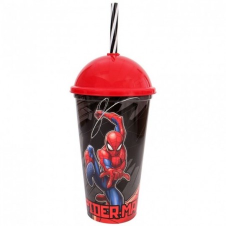 Copo Shake Heróis Homem Aranha 500ml Tampa Canudo Plasútil